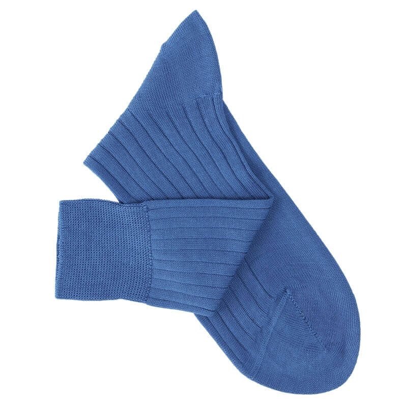 Chaussettes à côtes fil d'Ecosse bleu vif Chaussettes à côtes fil d'Ecosse bleu vif