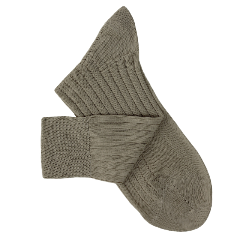 Chaussettes à côtes fil d'Ecosse gris taupe Chaussettes à côtes fil d'Ecosse gris taupe